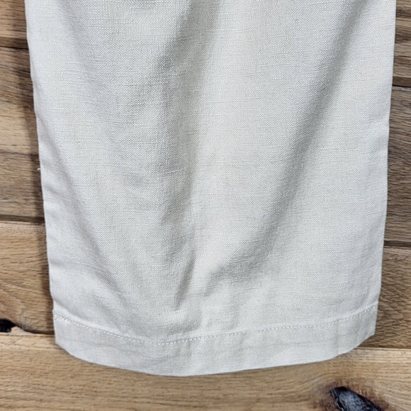 Lauren Ralph Lauren Pants Women 8 Linen Cotton Blend Straight Leg Tan Green Tag - Picture 7 of 9